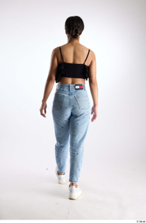 Jimena  1 back view black ruffled crop top blue…